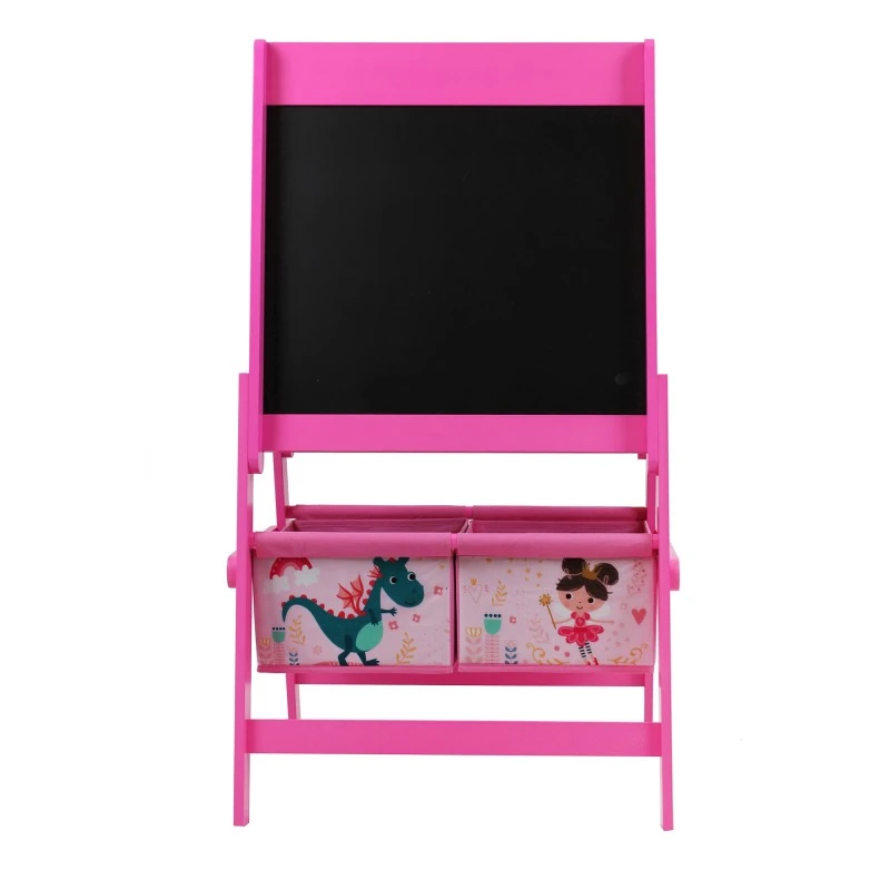 Детска Дървена Дъска на Стойка, Двустранна за Учене, Рисуване и Съхранение - DREAMS